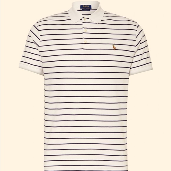 New Polo Ralph Lauren Classic-Fit Soft Cotton Polo cream/ brown stripes Size L⭐️ - Picture 16 of 16